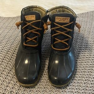 Sperry Black Quilted Duck Booties | Size 8